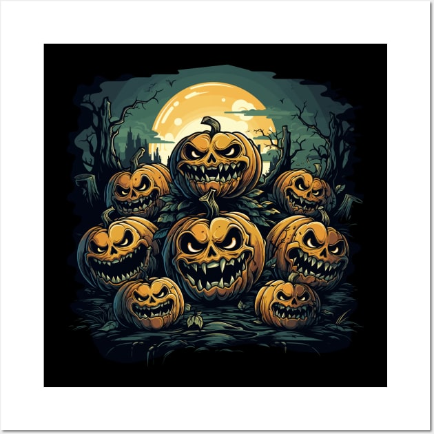 Evil pumpkins celebrate halloween Wall Art by adigitaldreamer